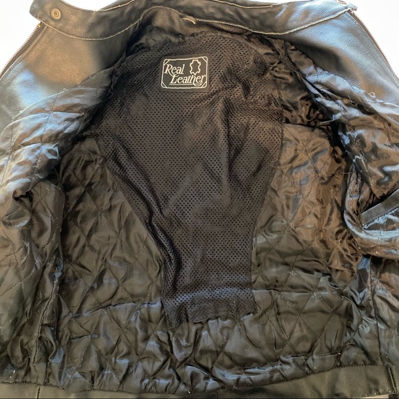REAL LEATHER Brand men's leather biker motorcycle jacket size 40 - Picture 5 of 15